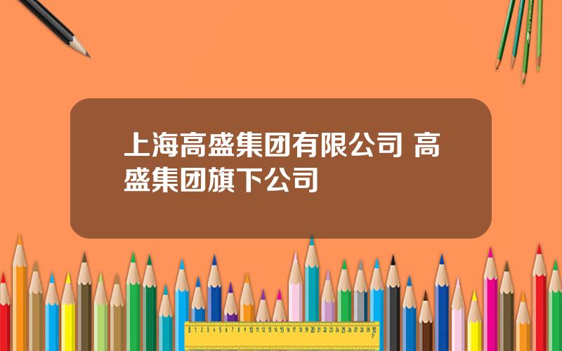 上海高盛集团有限公司 高盛集团旗下公司